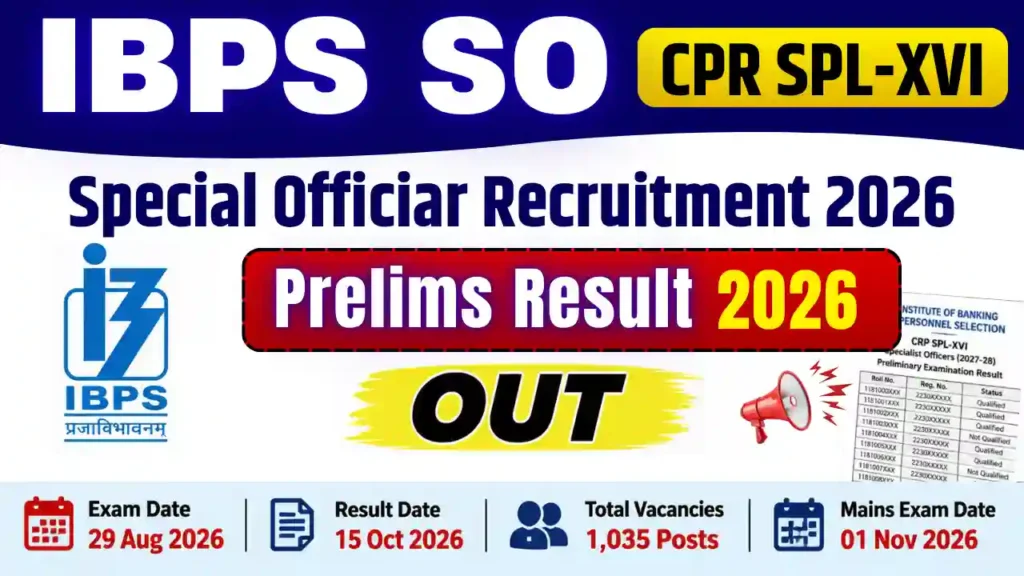 IBPS SO Prelims Result 2026